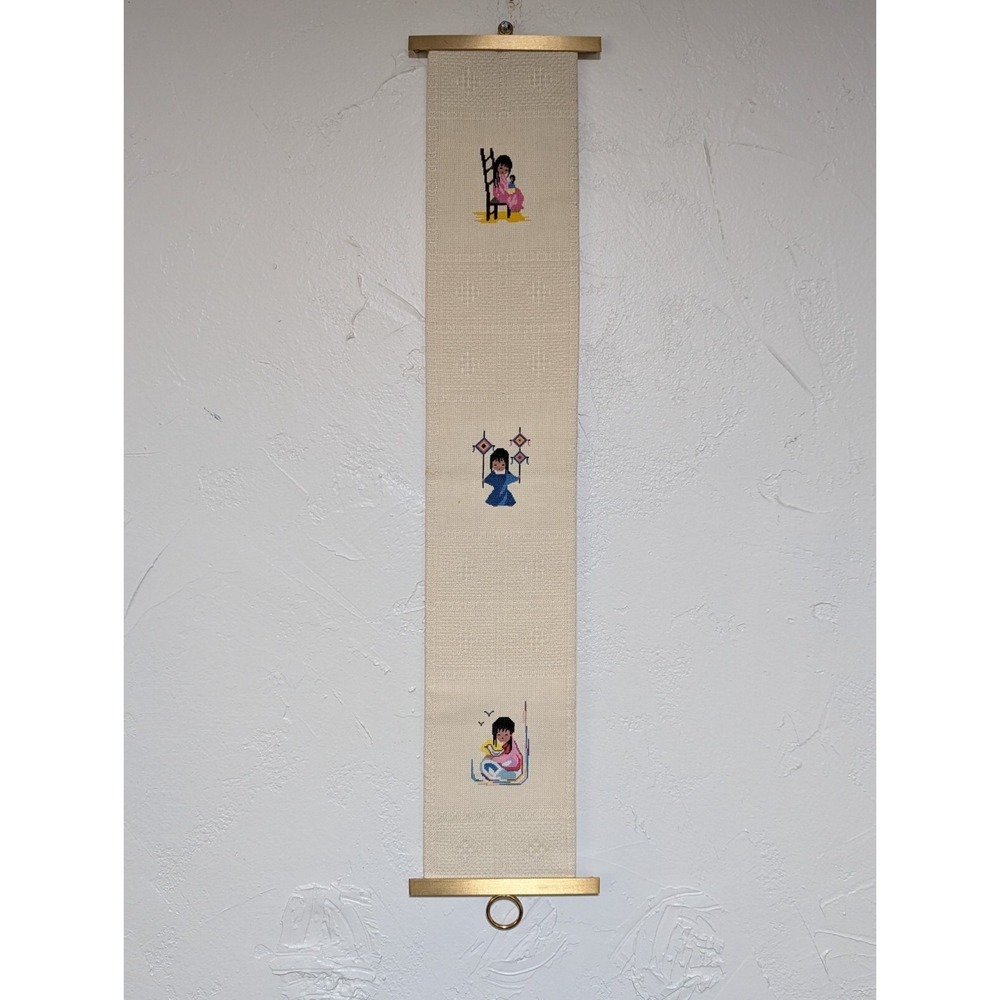 De‎ Grazia Style Vintage Needlepoint Bell Pull Cord w/Solid Brass Hanger
